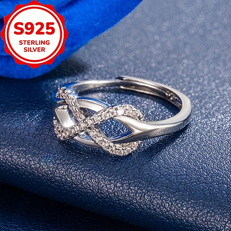 Women's S925 Silver Cross Open Ring, Elegant Gift